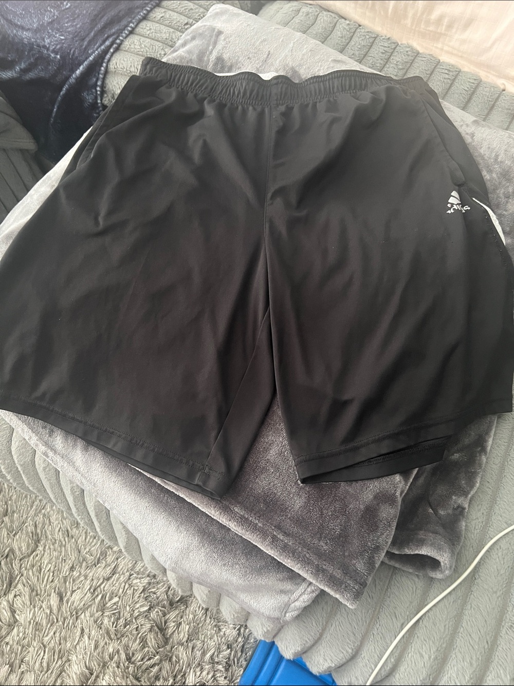 ADIDAS Black Men's Athletic Training Shorts-Well-worn Sz L